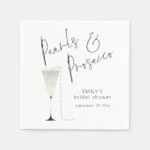 Moderne Script Parels en Prosecco Bruidsmeisje Fee Servet (Voorkant)