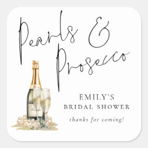 Moderne Script Parels Prosecco Bruidsfeest Bedankt Vierkante Sticker