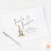 Moderne Script Parels Prosecco Bruiloft Dankjewel Vierkante Sticker (Envelop)
