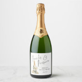 Moderne script parels Prosecco proost bruidsmeisje Sparkling Wijnetiket (Voorkant)