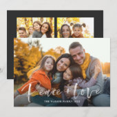 Moderne Script Peace Love Simple Flat Holiday Card Feestdagenkaart (Voorkant / Achterkant)