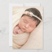 Moderne Script Peach Baby Foto doop Kaart (Achterkant)