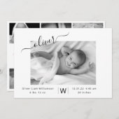 Moderne Script Photo Collage New Baby Birth Aankondiging (Voorkant / Achterkant)