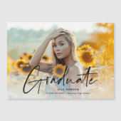 Moderne Script Photo Graduation Invitation magnéti (Devant)