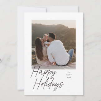 Moderne Script Photo Holiday Card Feestdagenkaart