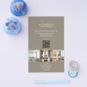 Moderne Script Photo QR Taupe Professional Busines Flyer (Enkel)
