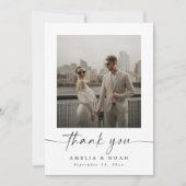 Moderne Script Photo Weddenschap Hartelijk dank Kaart (Voorkant)