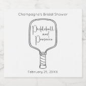 Moderne Script Pickleball & Prosecco Bruidsmeisje  Sparkling Wijnetiket (Enkel label)