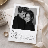 Moderne Script Polaroid Foto Huwelijk Opslag de Da Save The Date