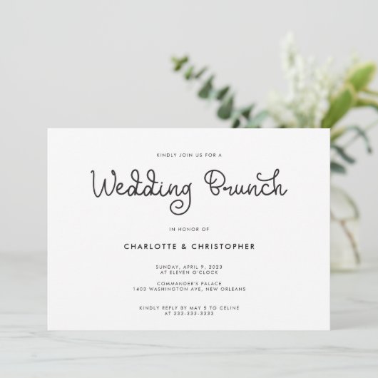 Moderne Script Post Mariage Brunch Invitation (Debout devant)