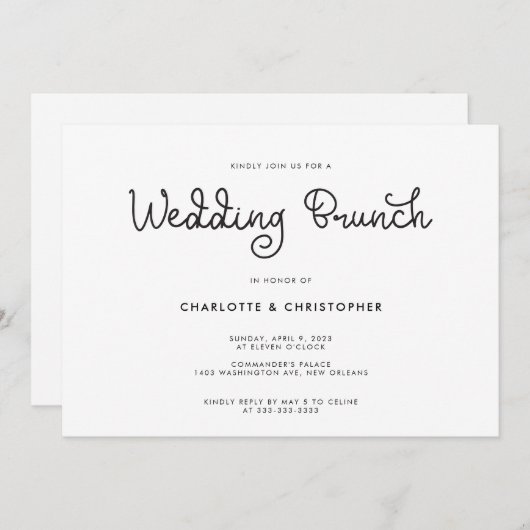 Moderne Script Post Mariage Brunch Invitation (Devant / Derrière)