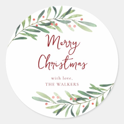 Moderne Script Prettig Kerstfeest Ronde Sticker (Voorkant)