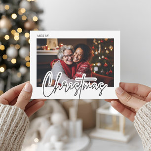 Moderne Script Prettig Kerstmis Foto  Briefkaart