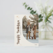 Moderne Script Prettige Feestdagen Foto Kerstmis (Staand voorkant)