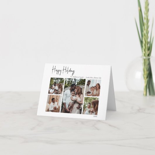 Moderne Script Prettige Feestdagen Vouwende Vijf-F Kaart (Voorkant)