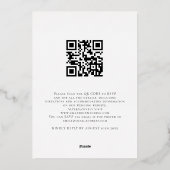 Moderne Script QR Code Foto Bruiloft Luxe Goud Folie Uitnodiging (Achterkant)