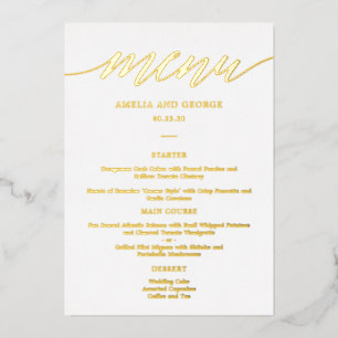Moderne Script REAL FOIL Elegante Menukaart Folie Uitnodiging