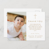 Moderne Script Religieuze Foto Doop Dank Je  Briefkaart (Voorkant / Achterkant)