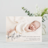 Moderne Script Religious Baptism & Christening Inv Kaart (Staand voorkant)