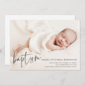 Moderne Script Religious Baptism & Christening Inv Kaart (Voorkant / Achterkant)