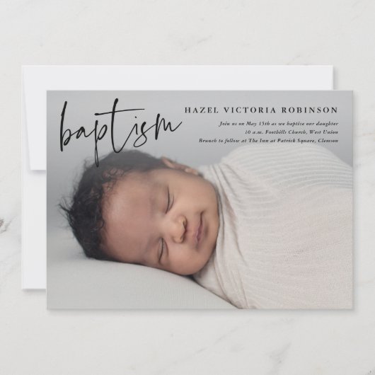 Moderne Script Religious Baptism & Christening Kaart (Voorkant)