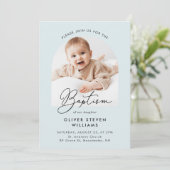 Moderne Script Religious Baptism & Christening Kaart (Staand voorkant)