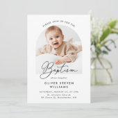 Moderne Script Religious Baptism & Christening Kaart (Staand voorkant)