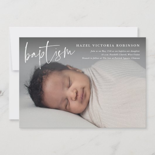 Moderne Script Religious Baptism & Christening Kaart (Voorkant)