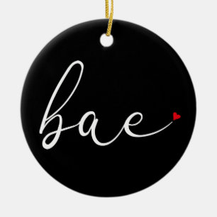 Moderne Script Rode Liefdeshart Bae Definitie Keramisch Ornament