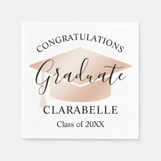 Moderne Script Roos Gold Custom Graduation Party Servet (Voorkant)