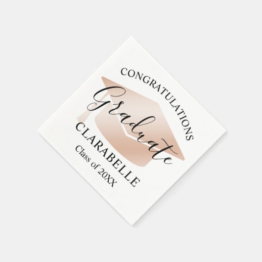 Moderne Script Roos Gold Custom Graduation Party Servet (Hoek)