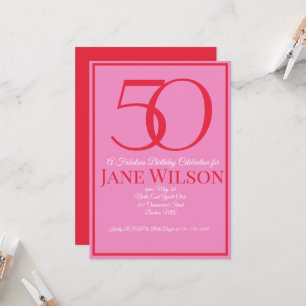 Moderne Script Roze 50 en Fabulous Verjaardag  Kaart