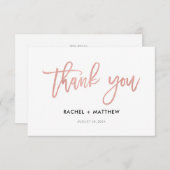 Moderne Script Roze Goud Glam Platte Bedankkaart (Voorkant / Achterkant)