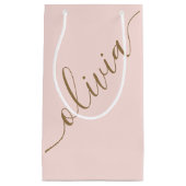 Moderne Script Roze Goud Minimalistisch Elegant Klein Cadeauzakje (Voorkant)