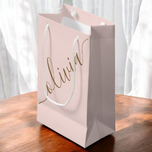 Moderne Script Roze Goud Minimalistisch Elegant Klein Cadeauzakje