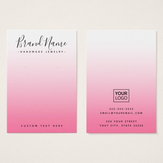 Moderne script roze gradiënt oorringkaart visitekaartje (Voorkant /achterkant)
