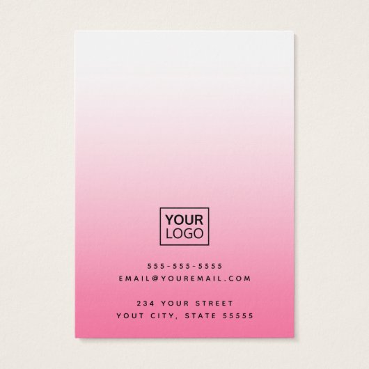 Moderne script roze gradiënt oorringkaart visitekaartje (Achterkant)