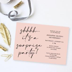 Moderne Script Roze Verrassing Pensioenfeest Kaart