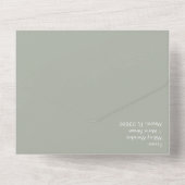 Moderne Script Sage Blush Pink Wedding All In One Uitnodiging (Achterkant)