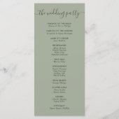Moderne Script Sage Green We Wedden Programma (Achterkant)