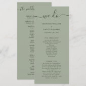 Moderne Script Sage Green We Wedden Programma (Voorkant / Achterkant)
