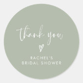 Moderne Script Sage Groene Dankjewel Bruidsmeisje  Ronde Sticker (Voorkant)