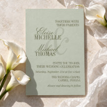 Moderne Script Sage Groene Formele Trouwdag