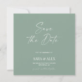 Moderne script sage groene typografie trouwkaart s (Voorkant)
