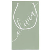 Moderne Script Sagegroen Minimalistisch Elegant Klein Cadeauzakje (Achterkant)