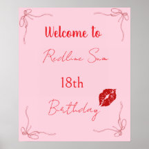 Moderne Script Sassy Roze Strik Verjaardags Welkom
