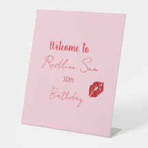 Moderne Script Sassy Roze Strik Verjaardags Welkom
