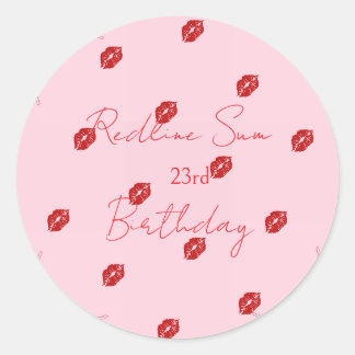 Moderne Script Sassy Roze Strik Verjaardags Welkom Ronde Sticker