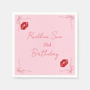Moderne Script Sassy Roze Strik Verjaardags Welkom Servet