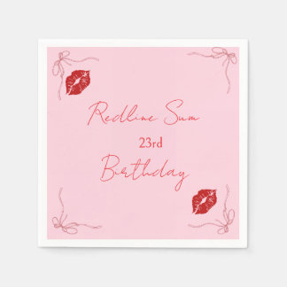 Moderne Script Sassy Roze Strik Verjaardags Welkom Servet